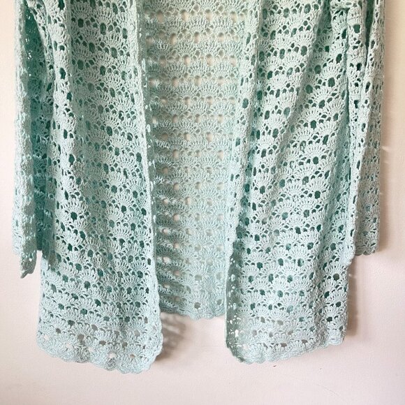 Modern Soul Size XL Linen Blend Crochet Knit Open Cardigan Sweater Long Sleeve - Picture 6 of 8